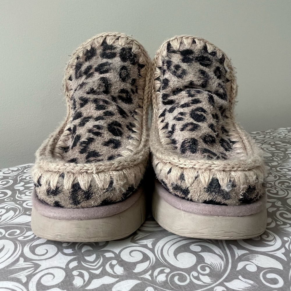MOU Leopard Print Bounce Fleece Lined Ankle Boots - Picture 6 of 9